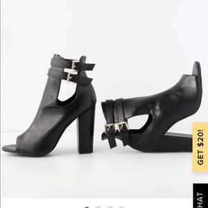 Peep Toe High Heel Black Booties